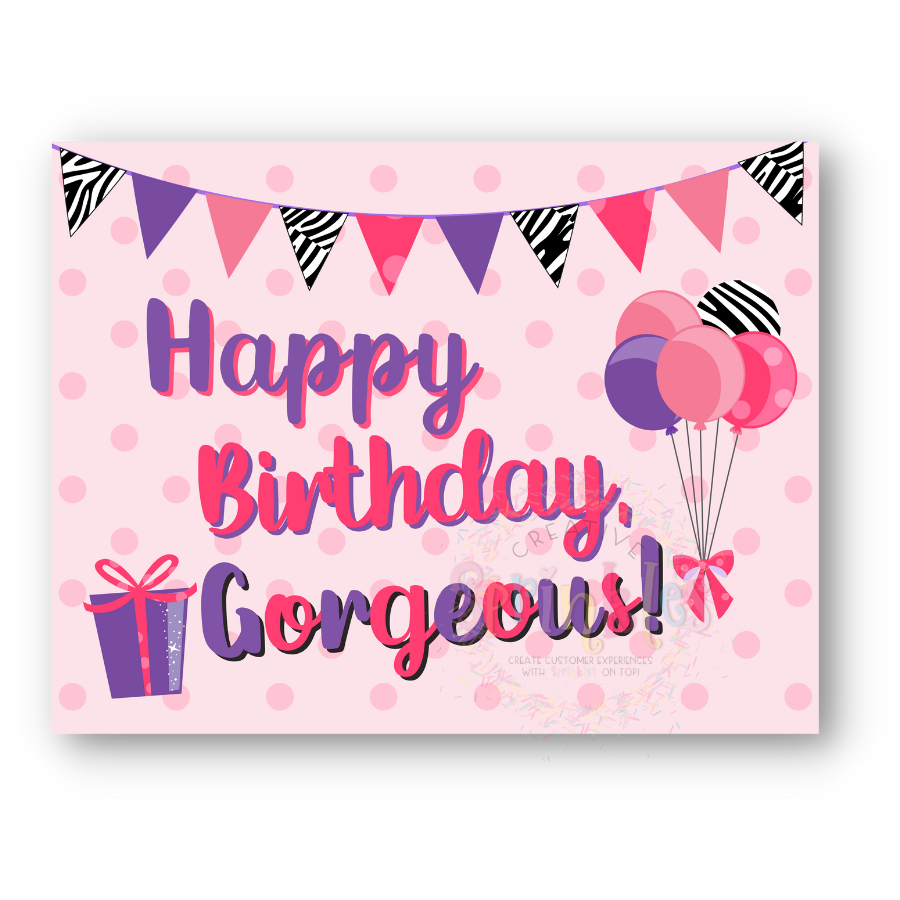 Happy Birthday Gorgeous Customer Discount Postcard – Creative Sprinkles