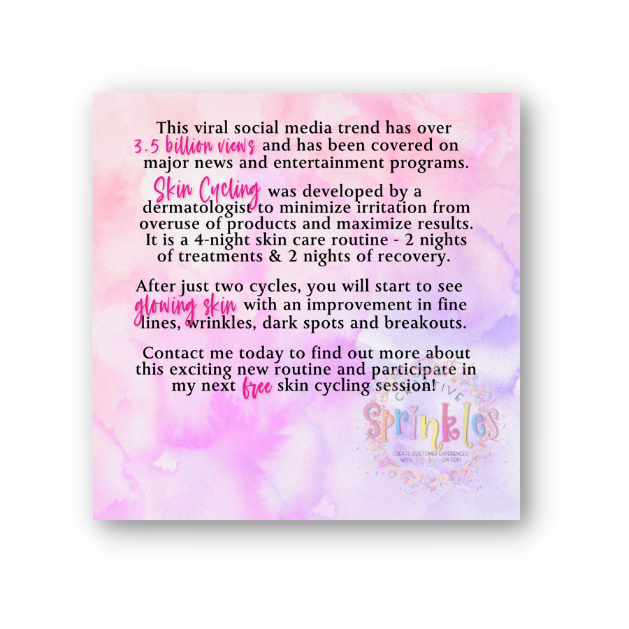 Skin Cycling Small 3x3 Card – Creative Sprinkles