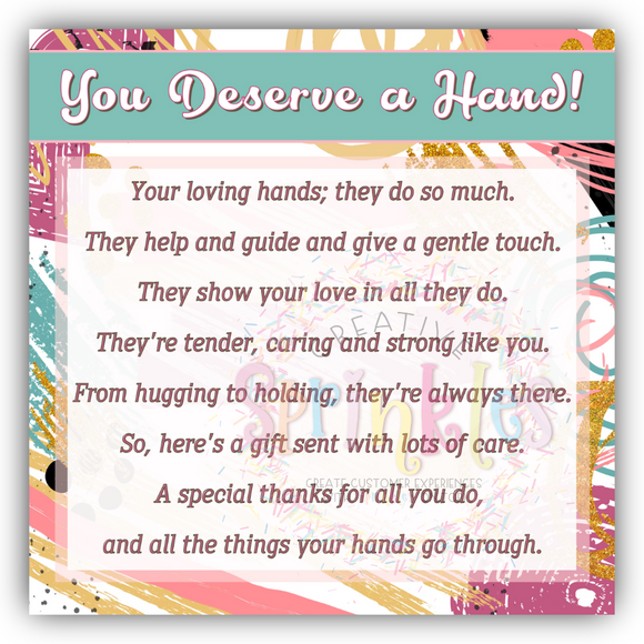 Satin Hands Poem/Instruction Card